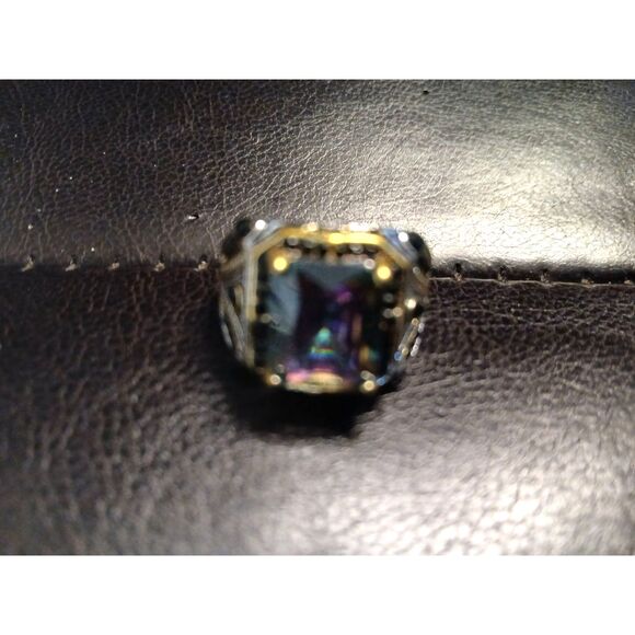 COPY - Men's Turkish Signet Ring Square Mystic Topaz Stone Size 9 - Picture 7 of 7